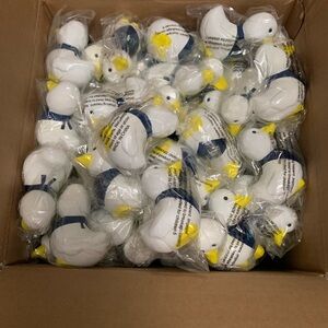 Aflac White and Yellow Stress Ducks, New, Individually wrapped, Lot of 134